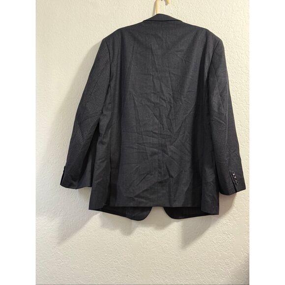 Baroni  100% Wool 2 Button Blazer Jacket SIZE 50L 50 L blue check - Picture 3 of 5